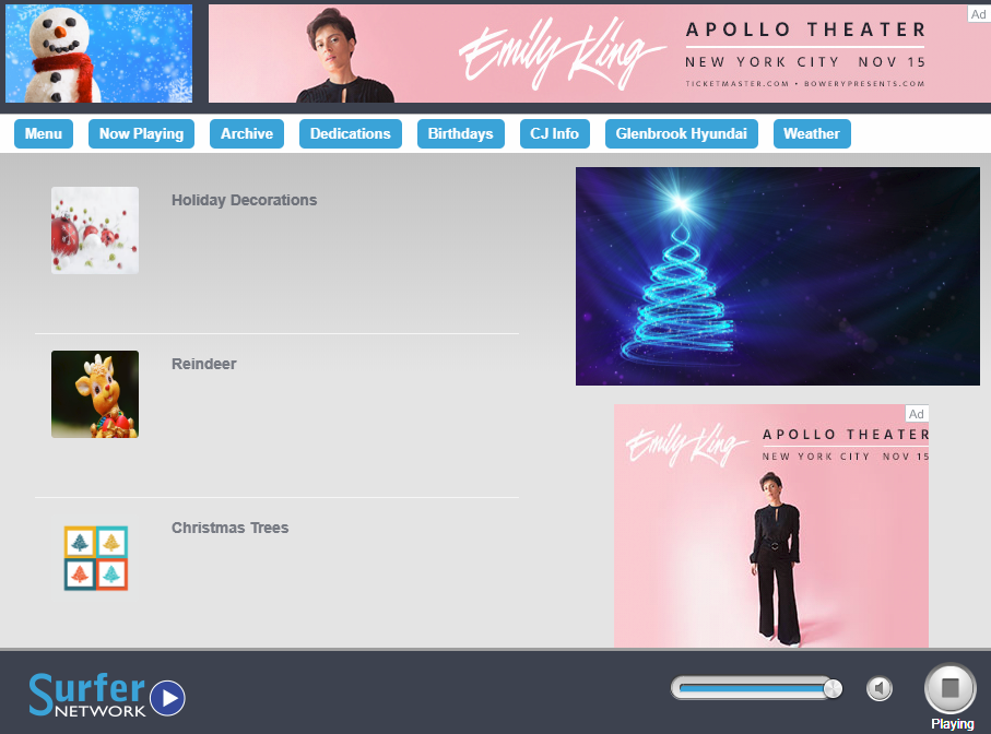 SurferNETWORK Holiday Player Sample